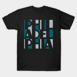 PHILADELPHIA SILVER MIDNIGHT GREEN WORD ART PHILLY FAN FAVORITE T-Shirt